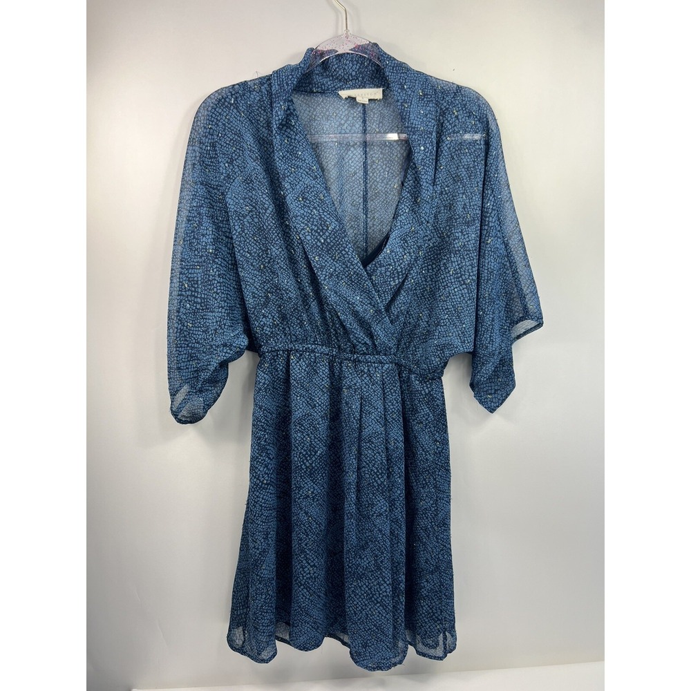 Lovestitch Blue Dress Kimono Sleeve Sheer Outer Layer Women's Sz S